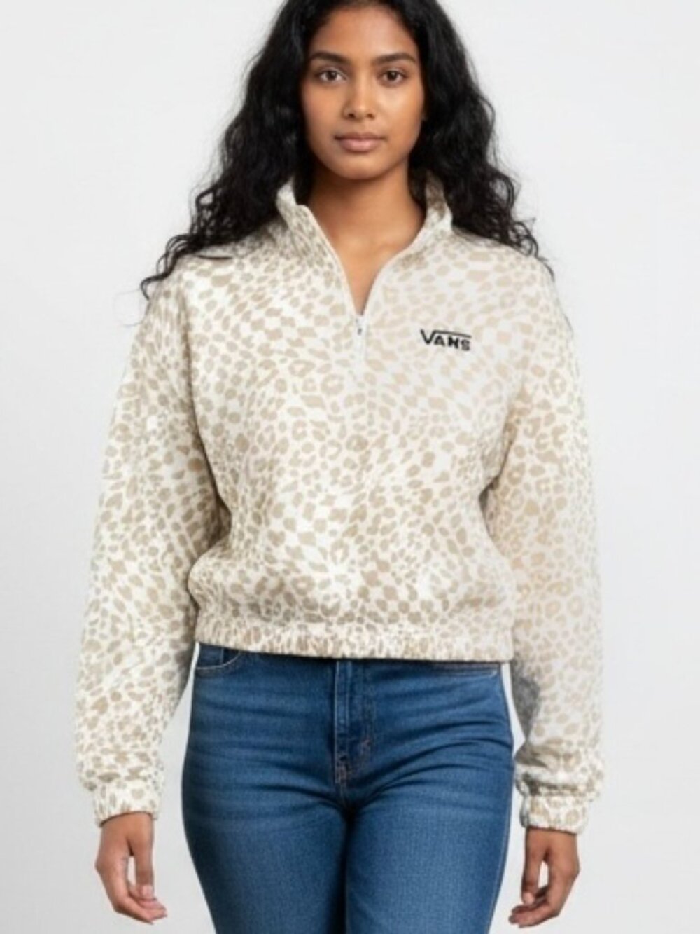 NEW Vans 1/4 Zip Jacket Girl’s Medium Animal Print Long Sleeve sweatshirt NWT